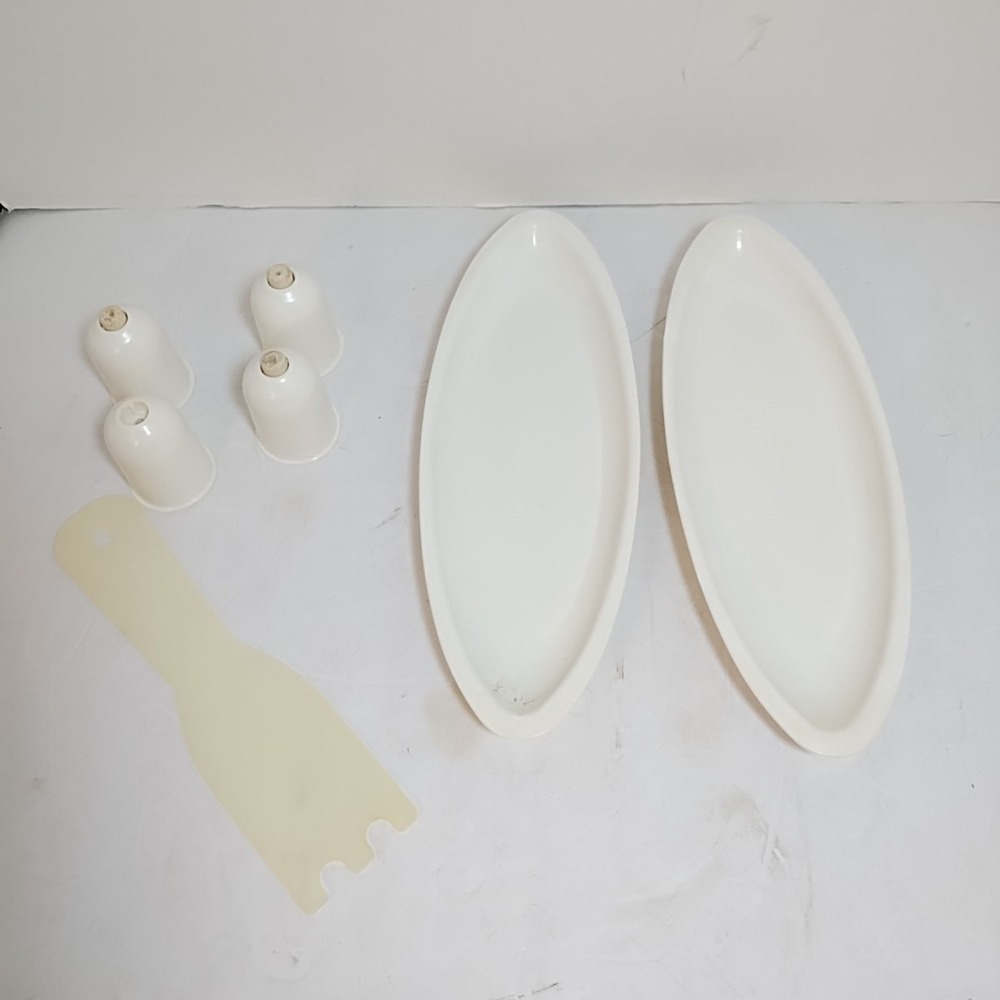 2 George Foreman Grill Replacement Grease Drip Tray White 9"  Spatula & 4 Feet